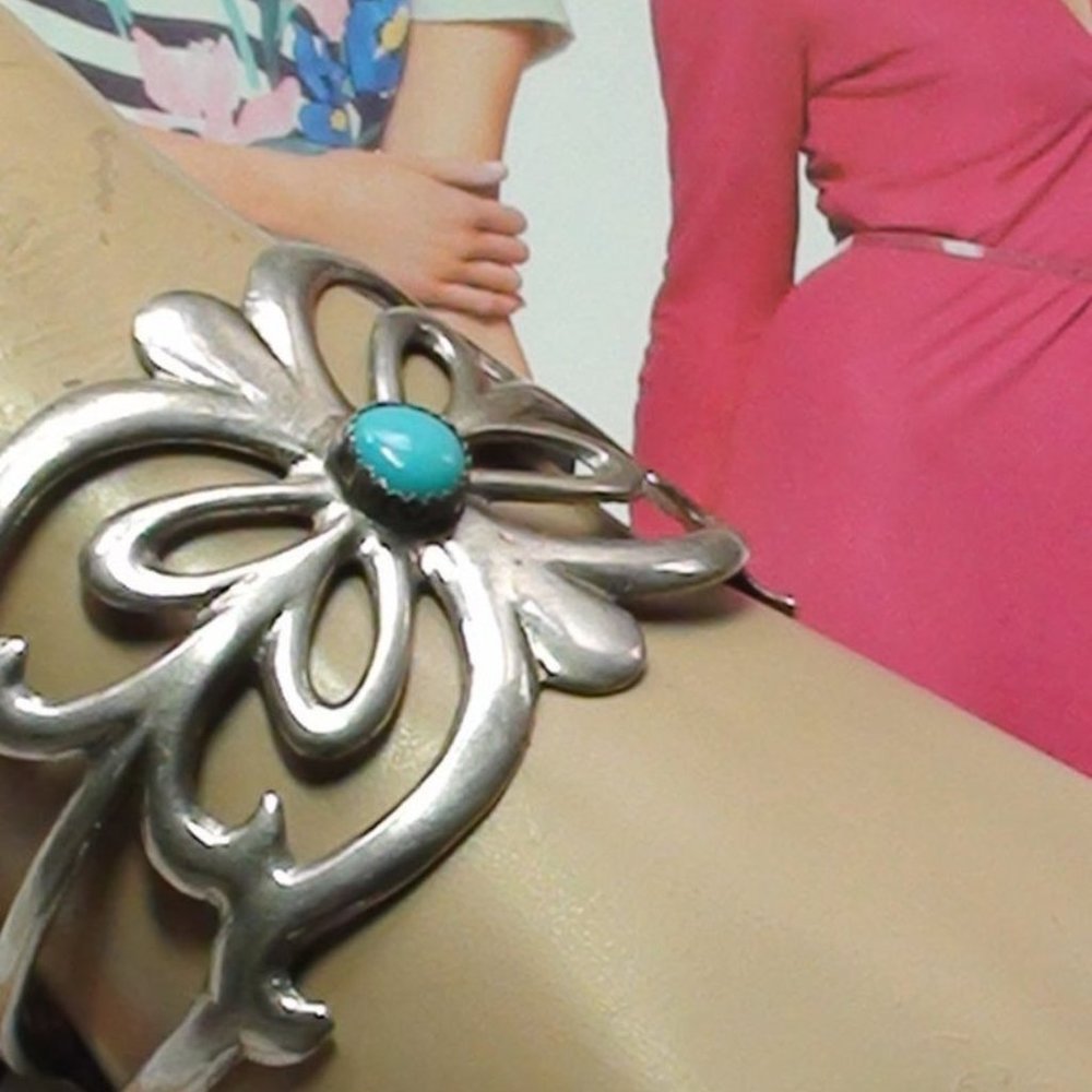 Cuff Bracelet Southwest 1 6/8 wide with Turquoise